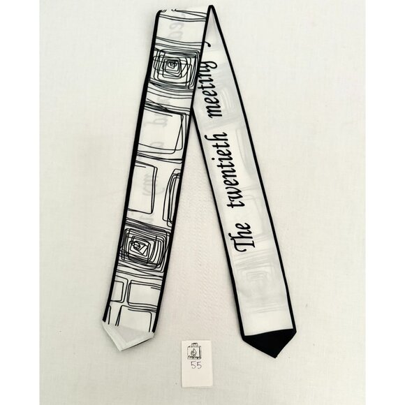 Slim Scarf 34in Black White Artistic Chic Modern Line Print Neck Hair Bag No55 - Picture 10 of 12